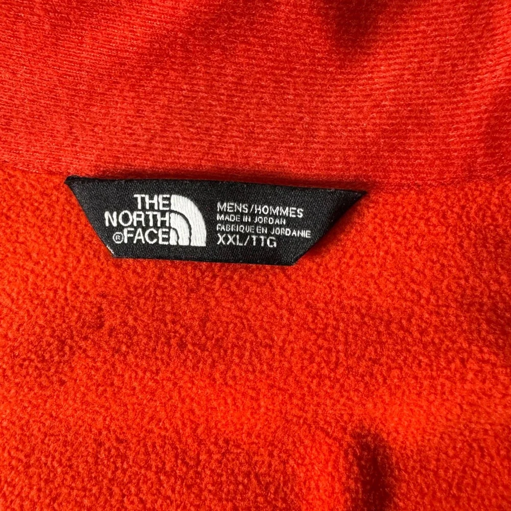 The North Face Mens XXL Red Orange Quarter Zip Pullover Fleece Jacket Preppy